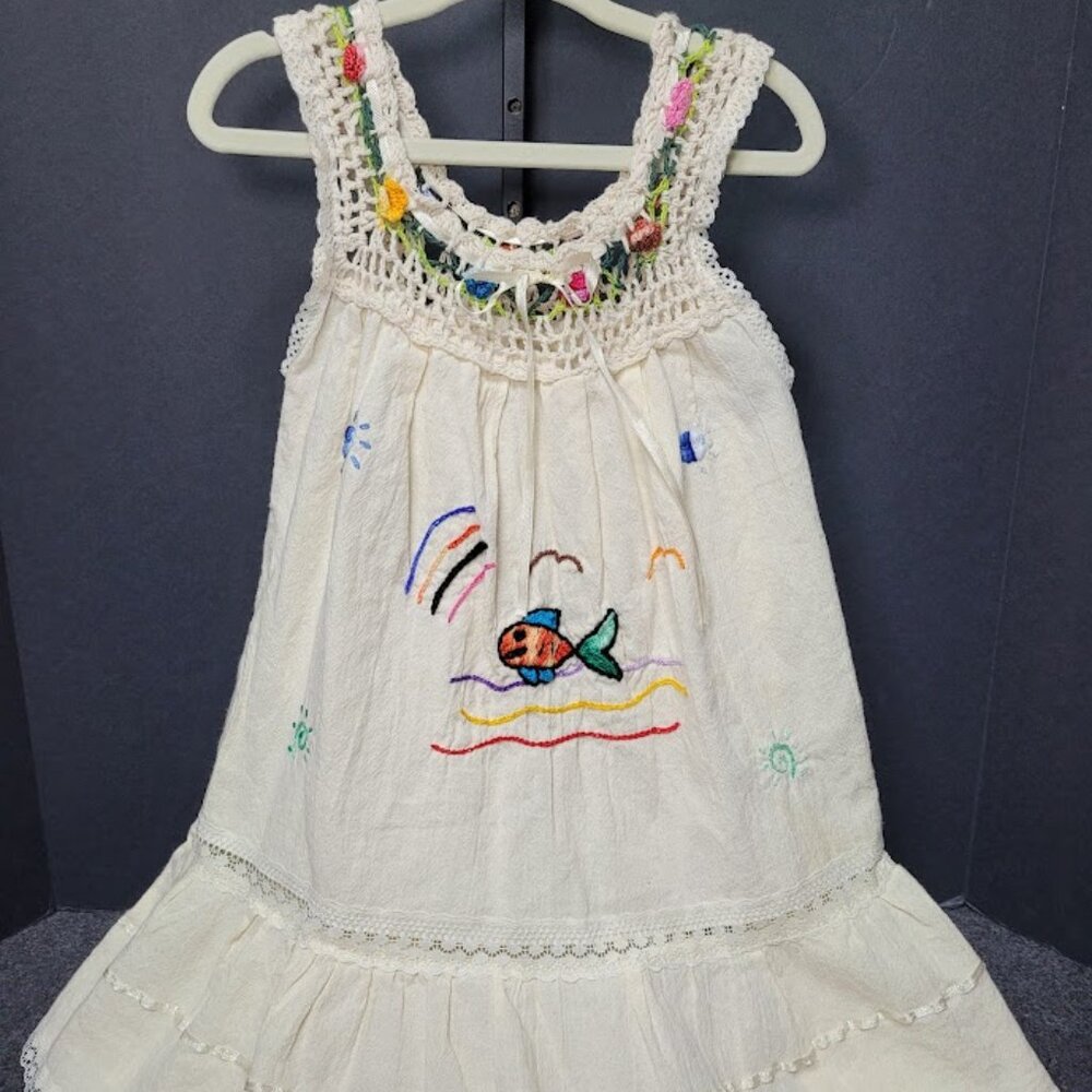 Little Girl's Embroidered Hippie Style Summer Dress Size 4